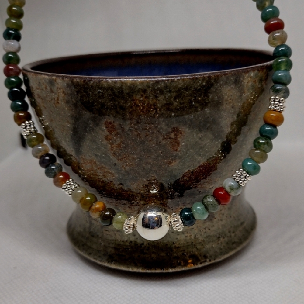 Fancy Jasper & Sterling Necklace
